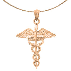 14K or 18K Gold Caduceus Pendant