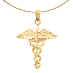 14K or 18K Gold Caduceus Pendant