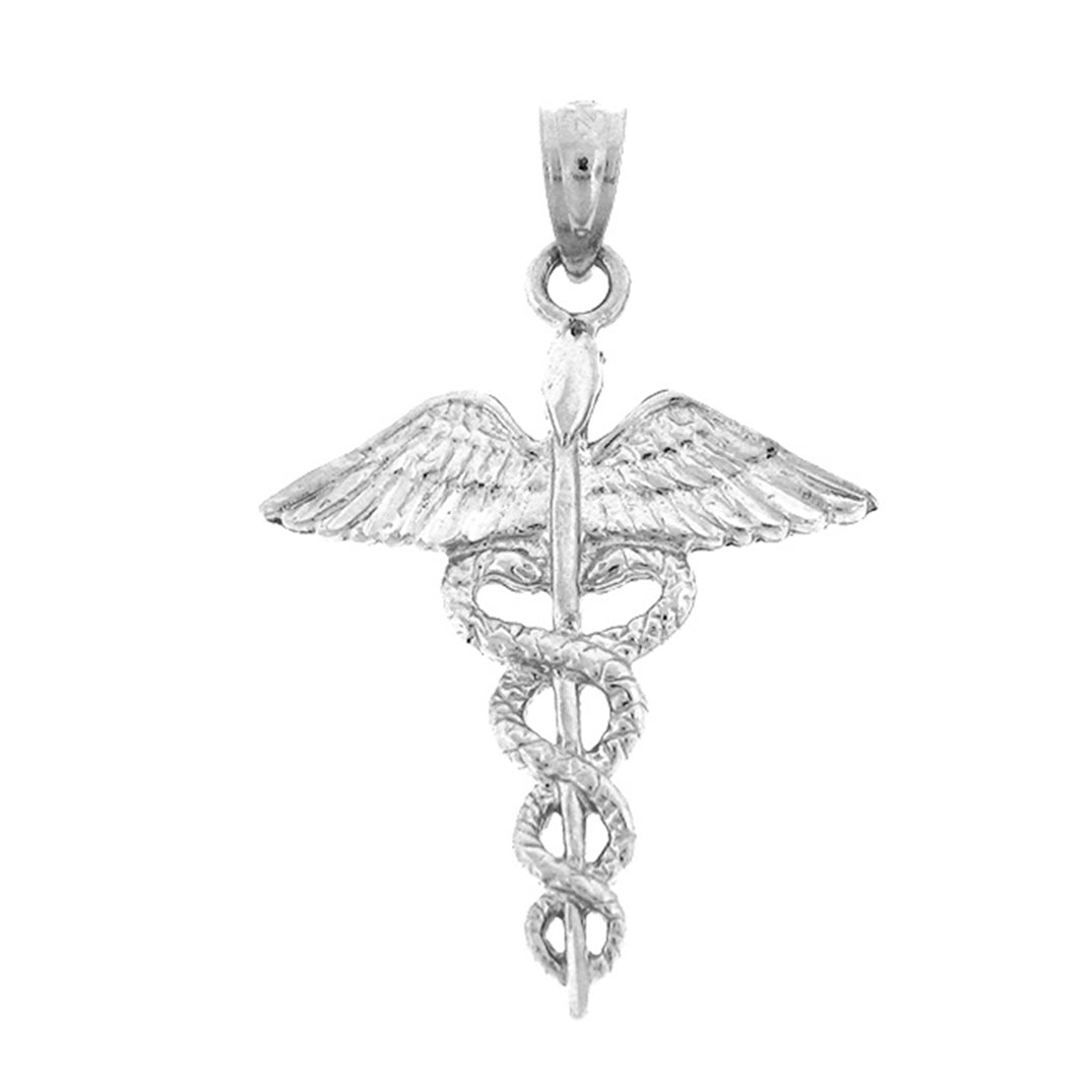 14K or 18K Gold Caduceus Pendant