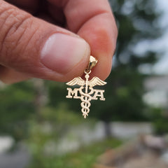 14K or 18K Gold Caduceus Pendant