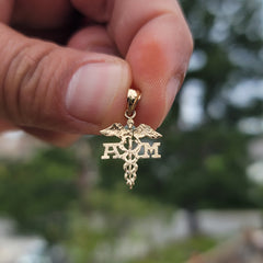 Colgante Caduceo de Oro de 14K o 18K