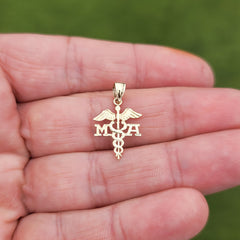 14K or 18K Gold Caduceus Pendant