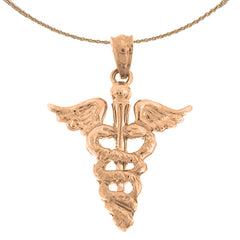 Colgante Caduceo de Oro de 14K o 18K