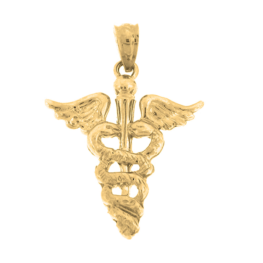 14K or 18K Gold Caduceus Pendant