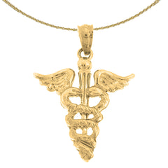 14K or 18K Gold Caduceus Pendant