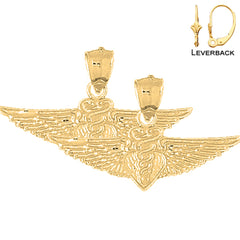 Pendientes Caduceo de Oro de 14K o 18K