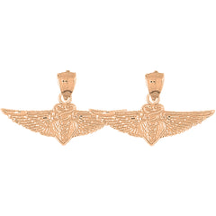 14K or 18K Gold 22mm Caduceus Earrings