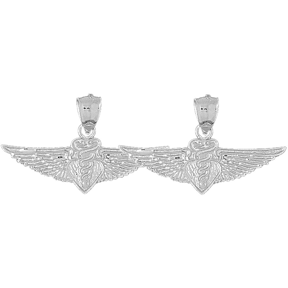 Sterling Silver 22mm Caduceus Earrings