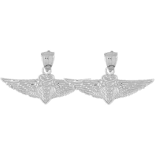 Sterling Silver 22mm Caduceus Earrings