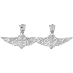 Sterling Silver 22mm Caduceus Earrings