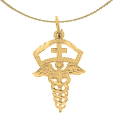 14K or 18K Gold Caduceus Pendant