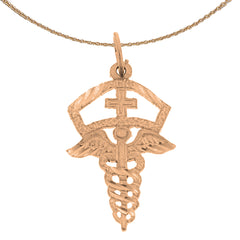 Colgante Caduceo de Oro de 14K o 18K