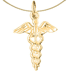 Colgante Caduceo de Oro de 14K o 18K