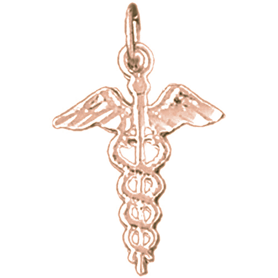 14K or 18K Gold Caduceus Pendant