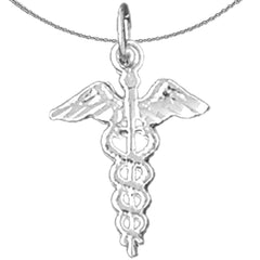 Colgante Caduceo de Oro de 14K o 18K