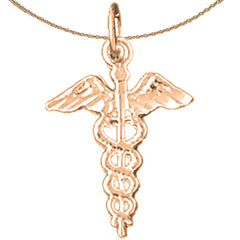 14K or 18K Gold Caduceus Pendant