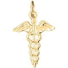 14K or 18K Gold Caduceus Pendant