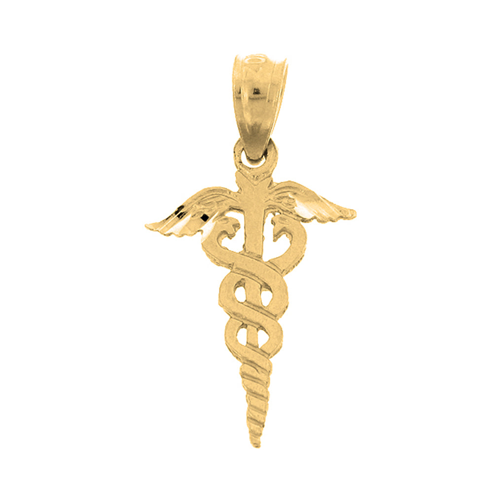 14K or 18K Gold Caduceus Pendant