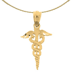 Colgante Caduceo de Oro de 14K o 18K