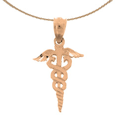 14K or 18K Gold Caduceus Pendant