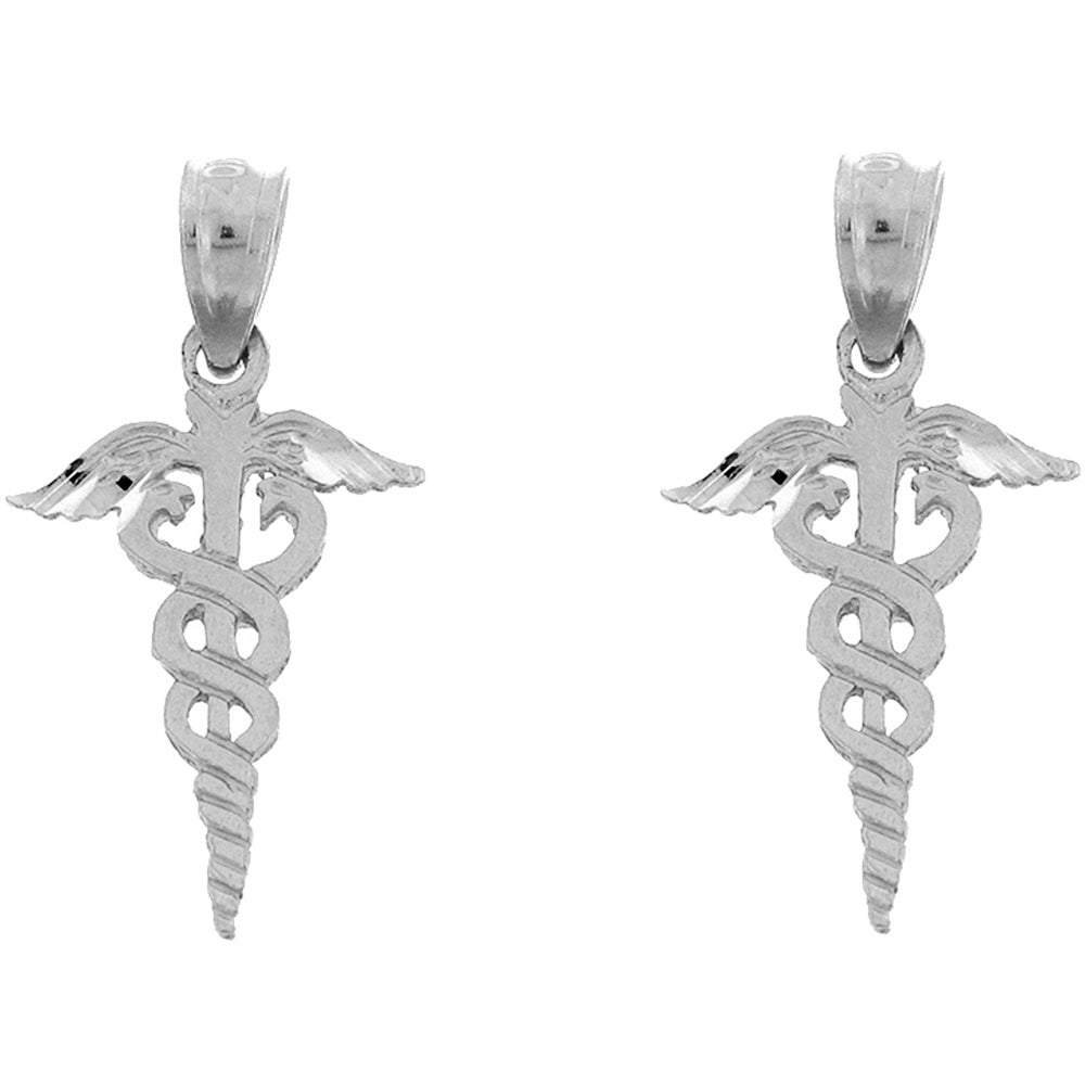 Sterling Silver 20mm Caduceus Earrings