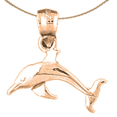 14K or 18K Gold Dolphin, Starfish, And Shell Pendant