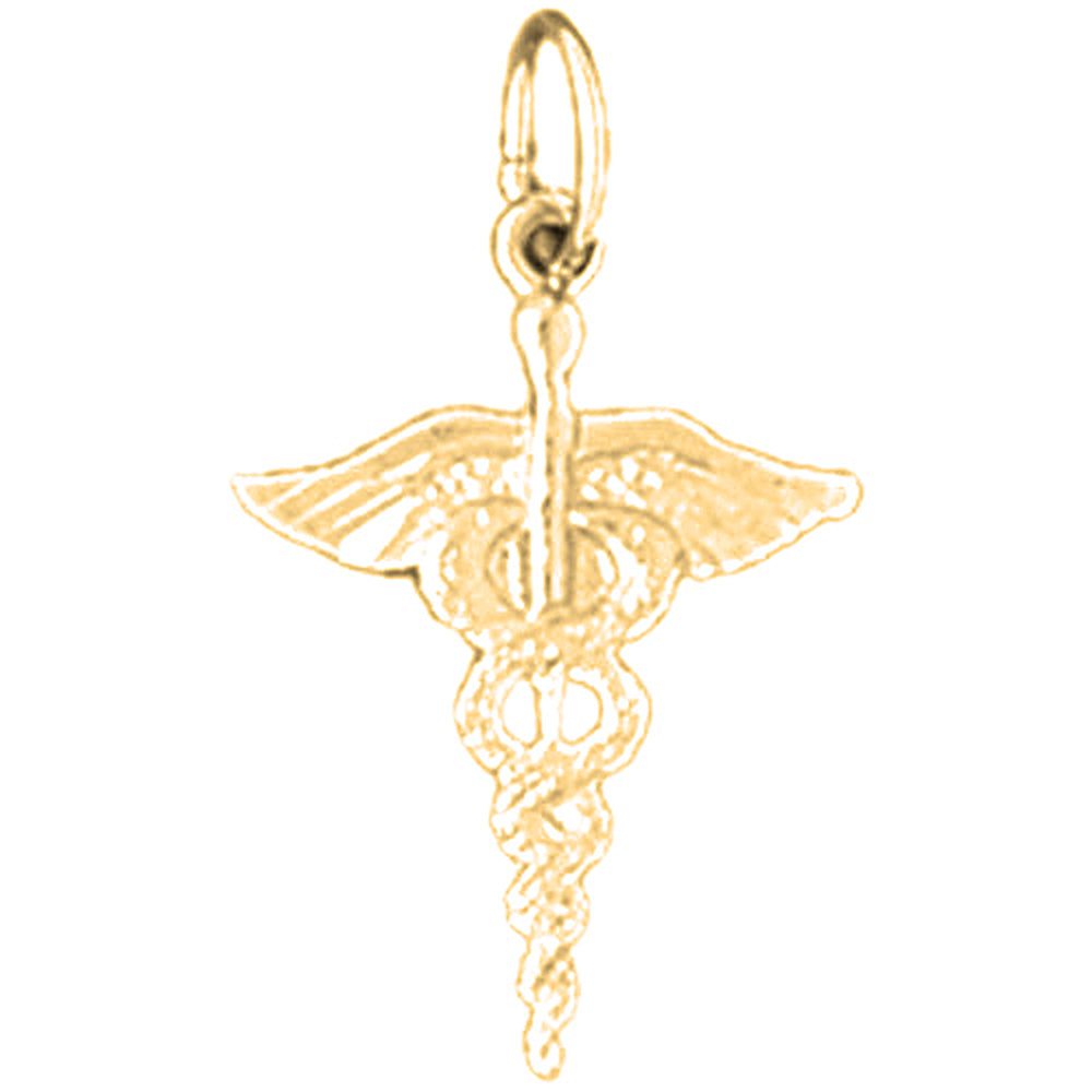 14K or 18K Gold Caduceus Pendant