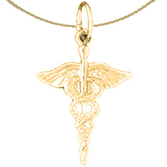 Colgante Caduceo de Oro de 14K o 18K