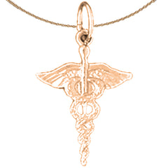 14K or 18K Gold Caduceus Pendant