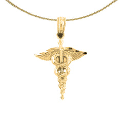 Colgante Caduceo de Oro de 14K o 18K