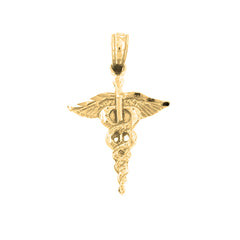 14K or 18K Gold Caduceus Pendant