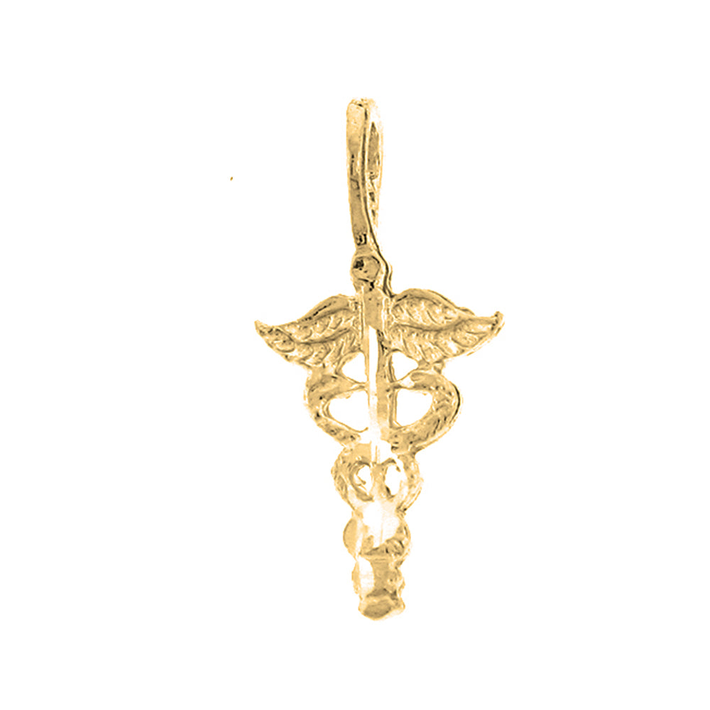 14K or 18K Gold Caduceus Pendant