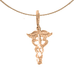 Colgante Caduceo de Oro de 14K o 18K