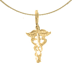 Colgante Caduceo de Oro de 14K o 18K