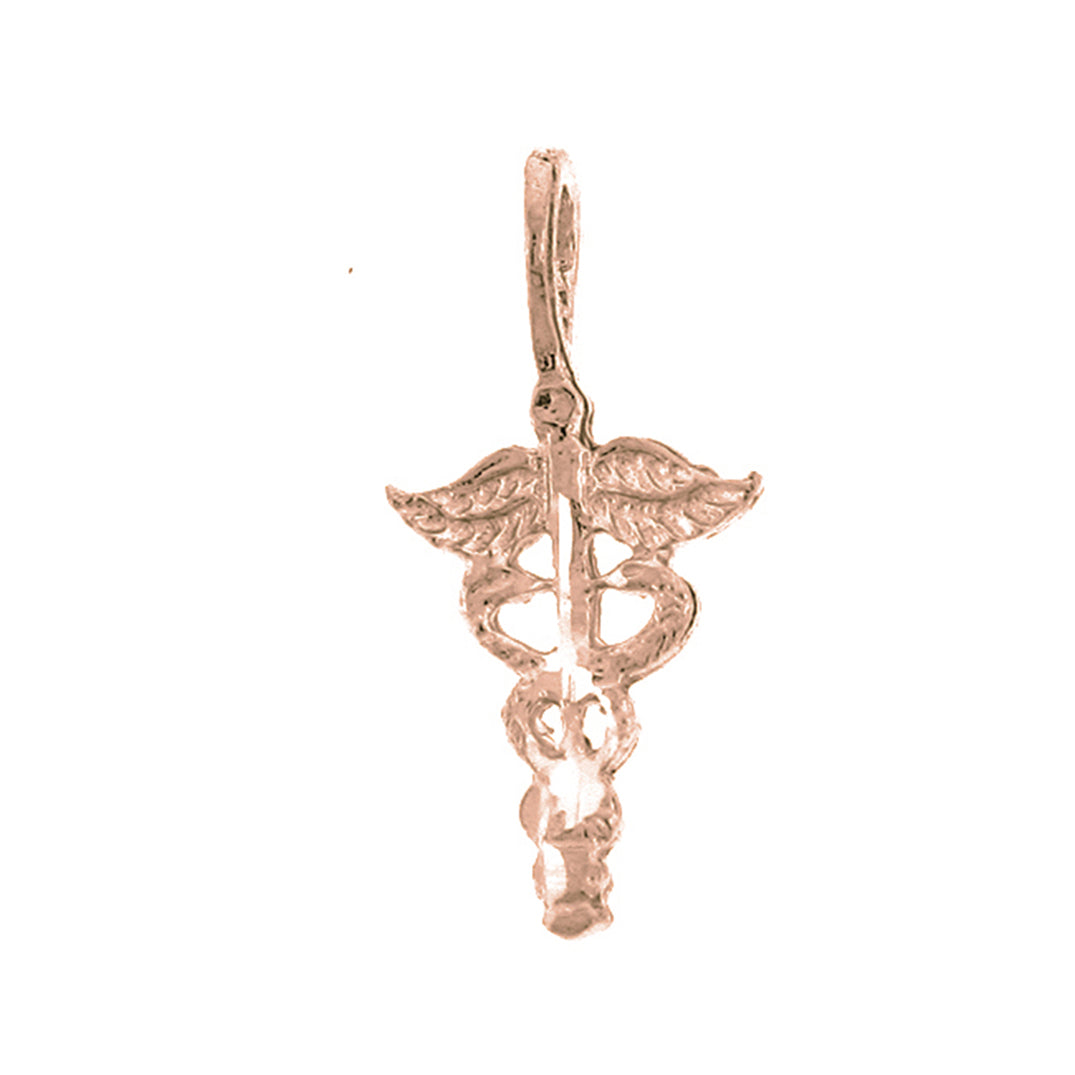 14K or 18K Gold Caduceus Pendant