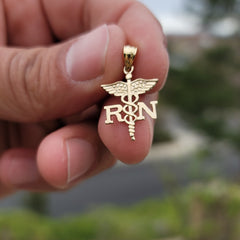 14K or 18K Gold R.N. Registered Nurse Pendant