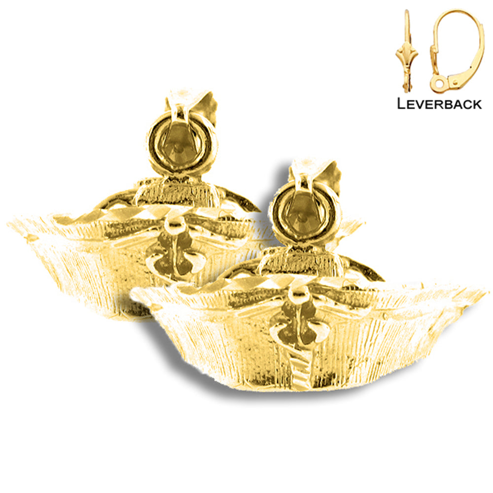 Pendientes de sombrero de enfermera de oro de 14K o 18K