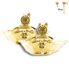Sterling Silver 15mm Nurses Hat Earrings (White or Yellow Gold Plated)