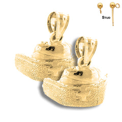 Krankenschwestermütze-Ohrringe aus Sterlingsilber, 13 mm, (weiß- oder gelbvergoldet)