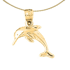 Colgante de delfín, estrella de mar y concha de oro de 14 quilates o 18 quilates