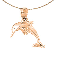 Colgante de delfín, estrella de mar y concha de oro de 14 quilates o 18 quilates