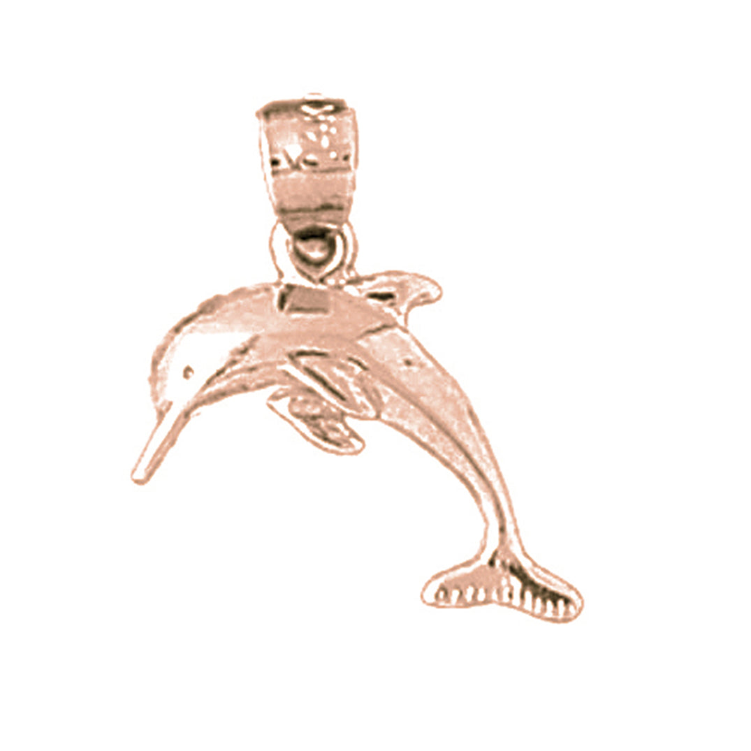 14K or 18K Gold Dolphin, Starfish, And Shell Pendant