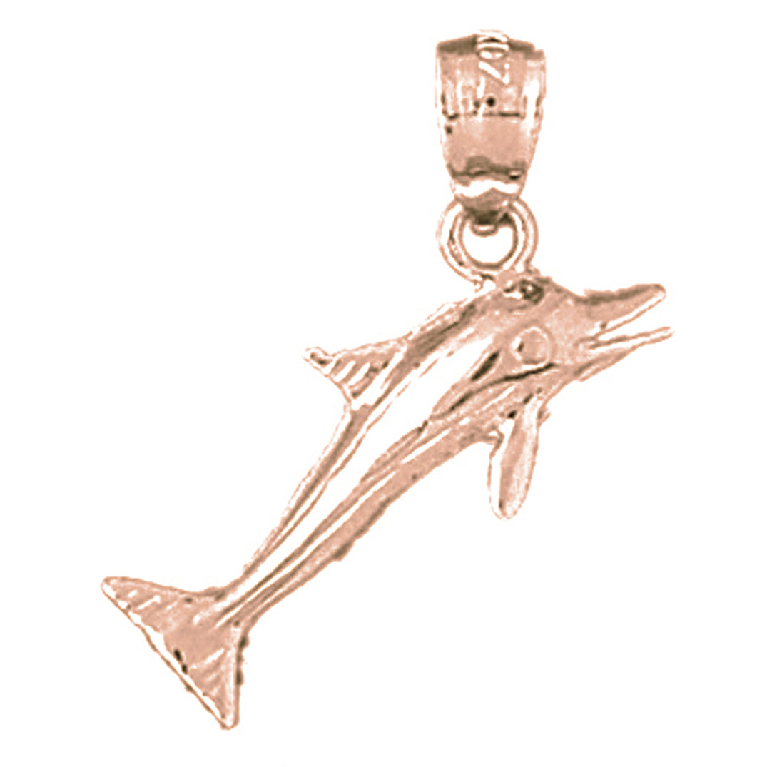 14K or 18K Gold Dolphins With Sail Boat Pendant