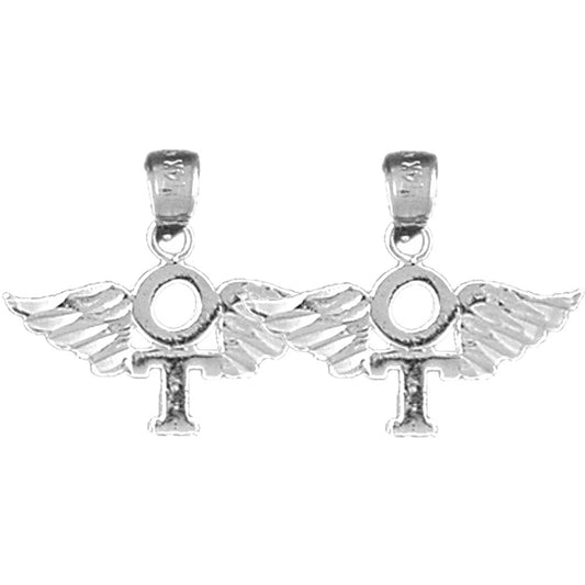 Sterling Silver 17mm O.T. Occupational Therapist Earrings