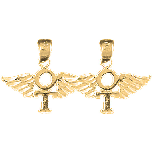 Yellow Gold-plated Silver 17mm O.T. Occupational Therapist Earrings