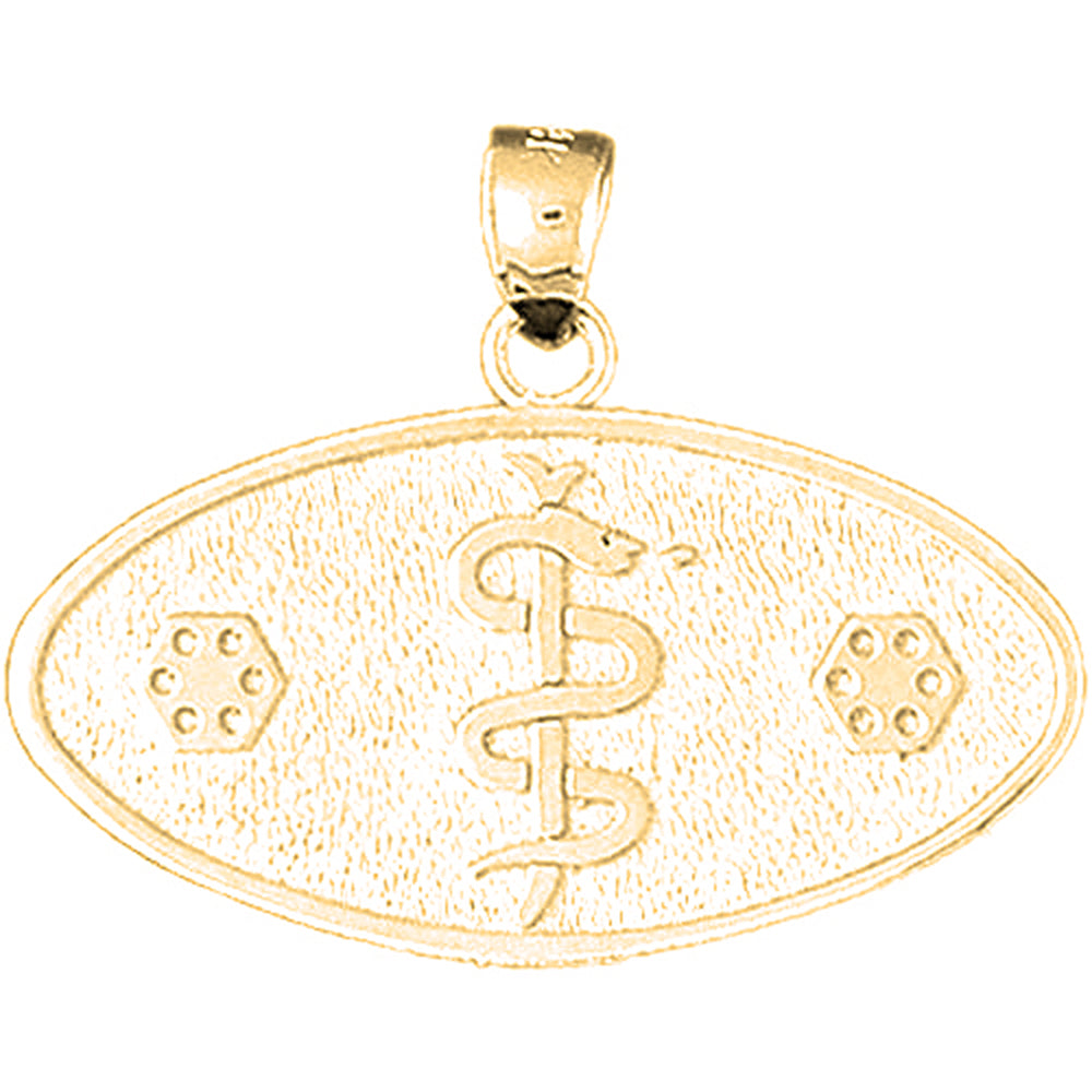 10K, 14K or 18K Gold Medical Alert Caduceus Pendant