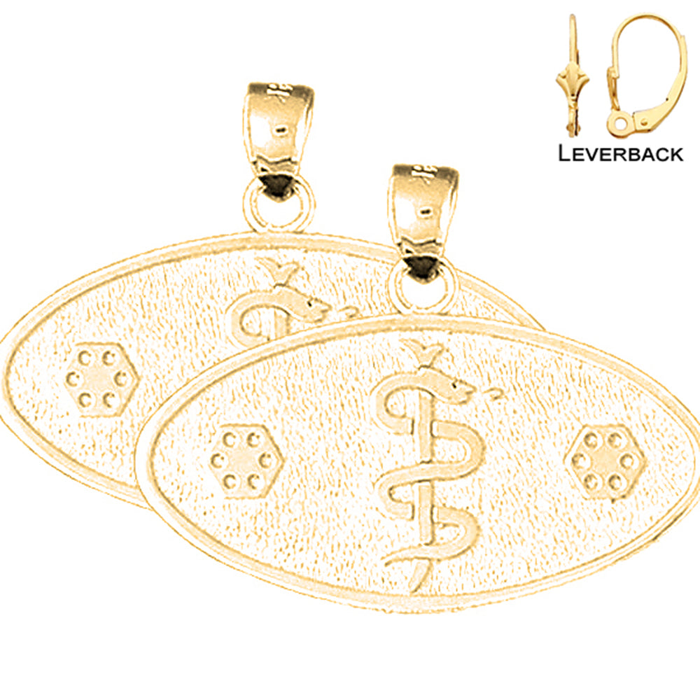 14K oder 18K Gold Medizinischer Alarm Caduceus Ohrringe