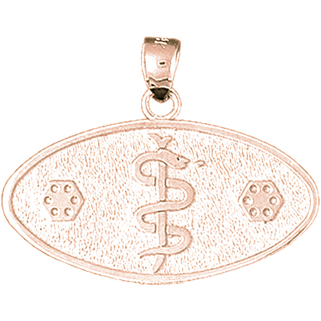 10K, 14K or 18K Gold Medical Alert Caduceus Pendant