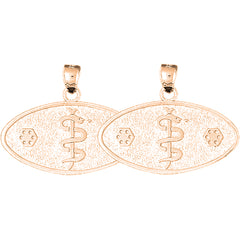 14K or 18K Gold 24mm Medical Alert Caduceus Earrings