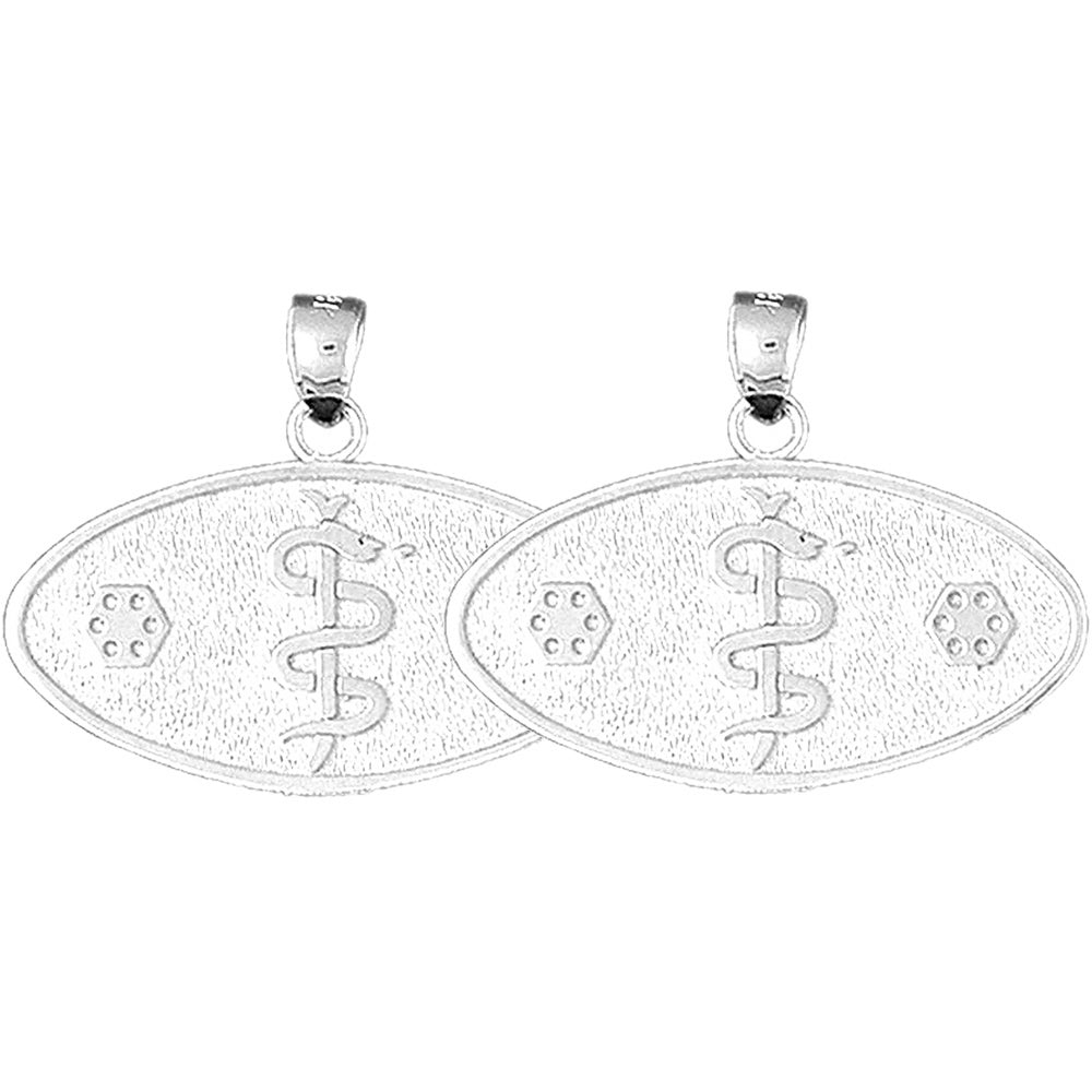 Sterling Silver 24mm Medical Alert Caduceus Earrings